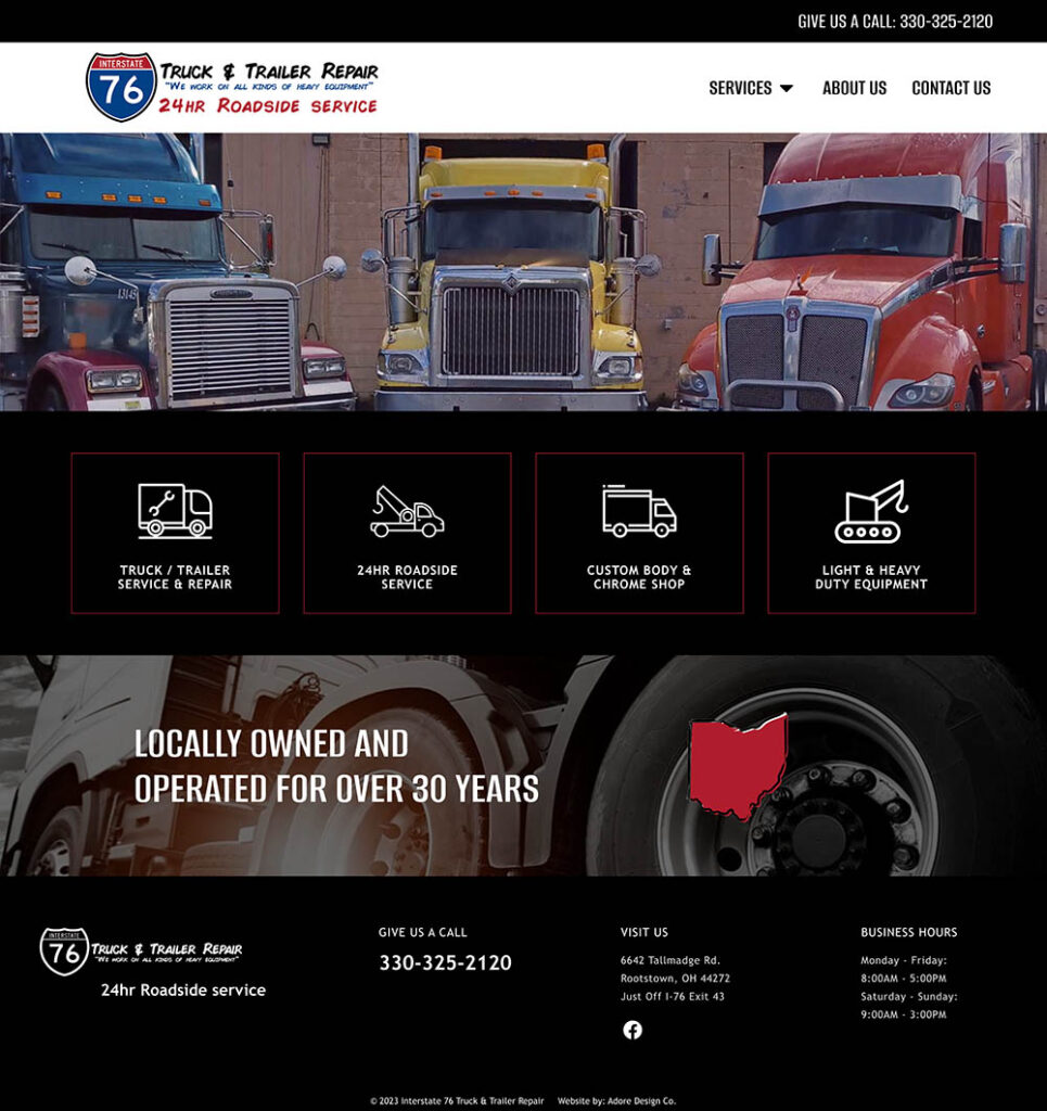 Truck & Trailer Repair Web Design Ohio